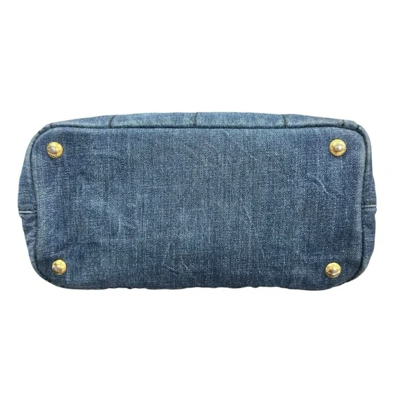 Prada Blue Denim Canapa PM Two Way Tote Bag with Dust Bag - Picture 6 of 11